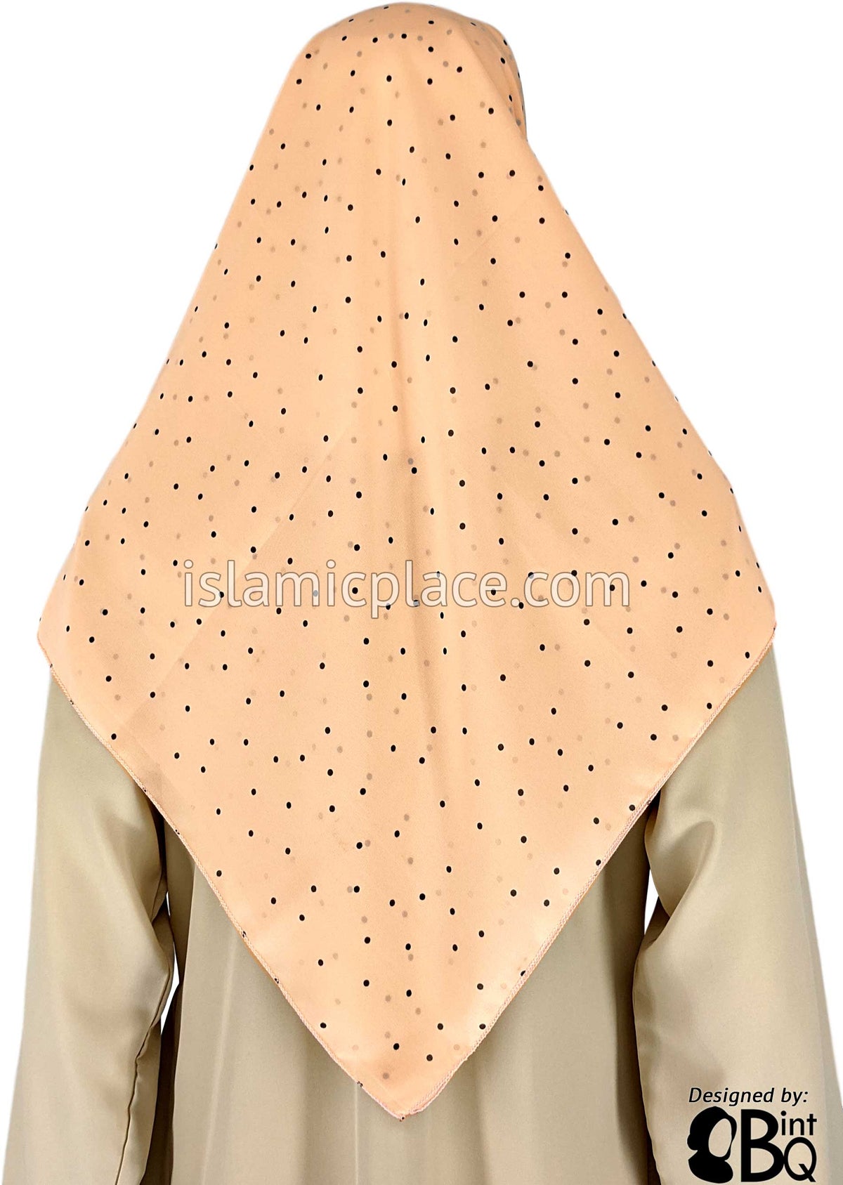 Black Polka Dots On Peach - 45&quot; Square Printed Khimar