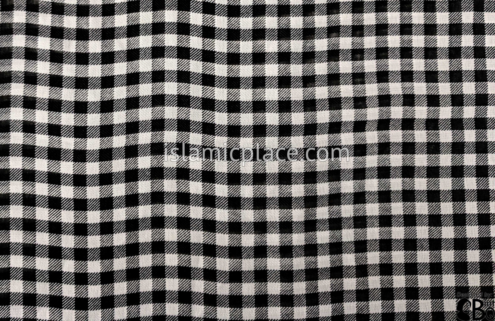 Black And White Small Plaid Design - 45" Square Printed Khimar