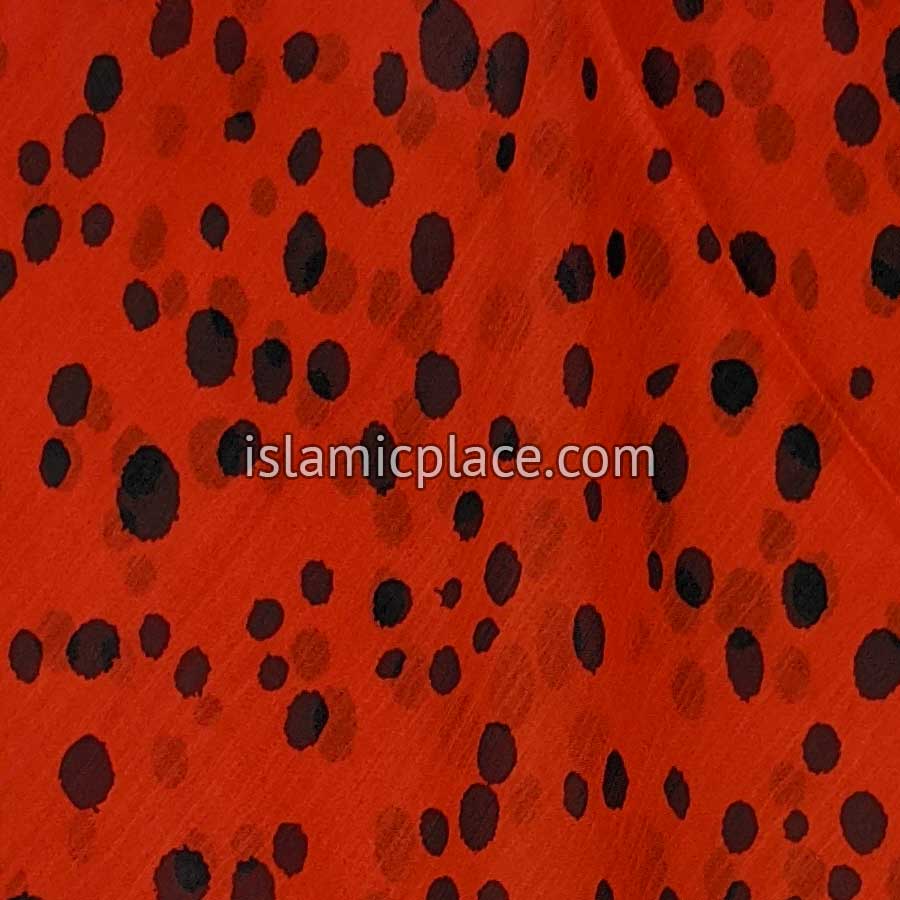 Crimson Red with Black Spots Inspired by Cheetah Print - 45" Square Printed Khimar