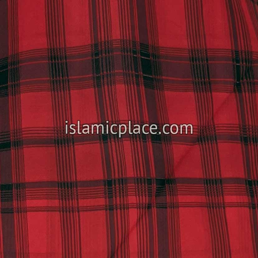 Crimson Red and Black Plaid - 45" Square Printed Khimar