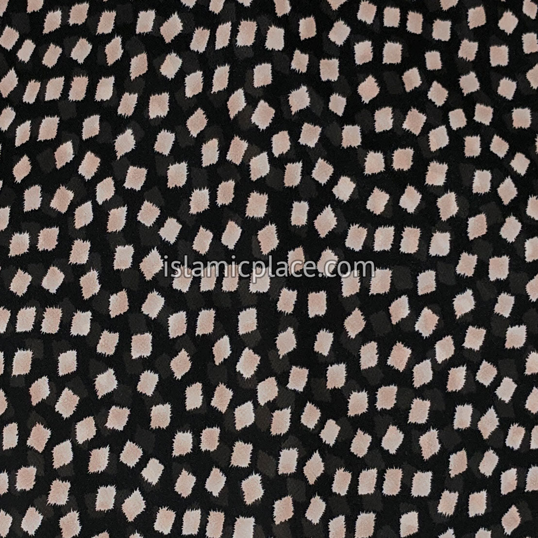 Black with Tan Square Confetti - 45" Square Printed Khimar