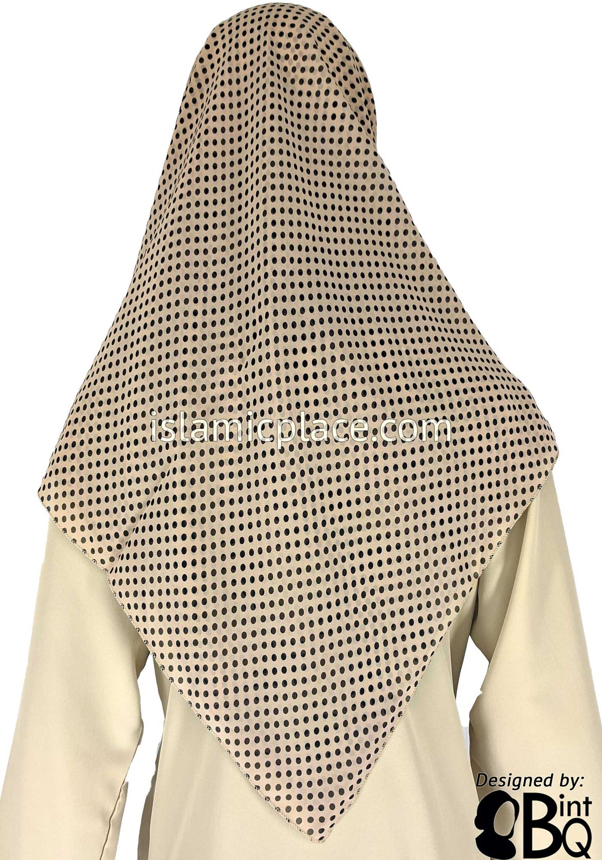 Tan with Small Black Polka Dots - 45&quot; Square Printed Khimar