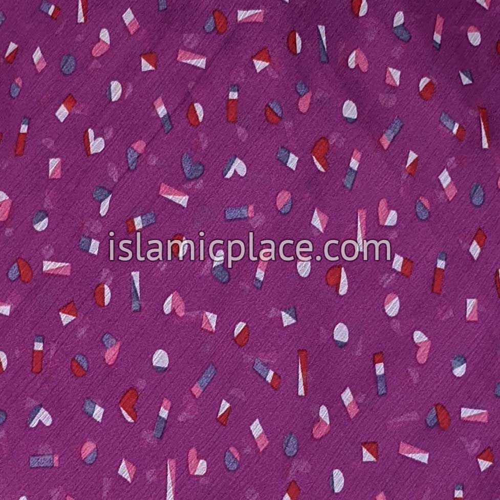 Confetti including Hearts on Magenta - 45" Square Printed Khimar