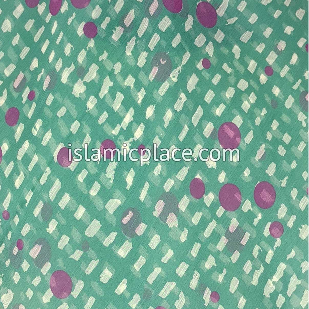 Magenta Spots on Cream and Light Green - 45" Square Printed Khimar