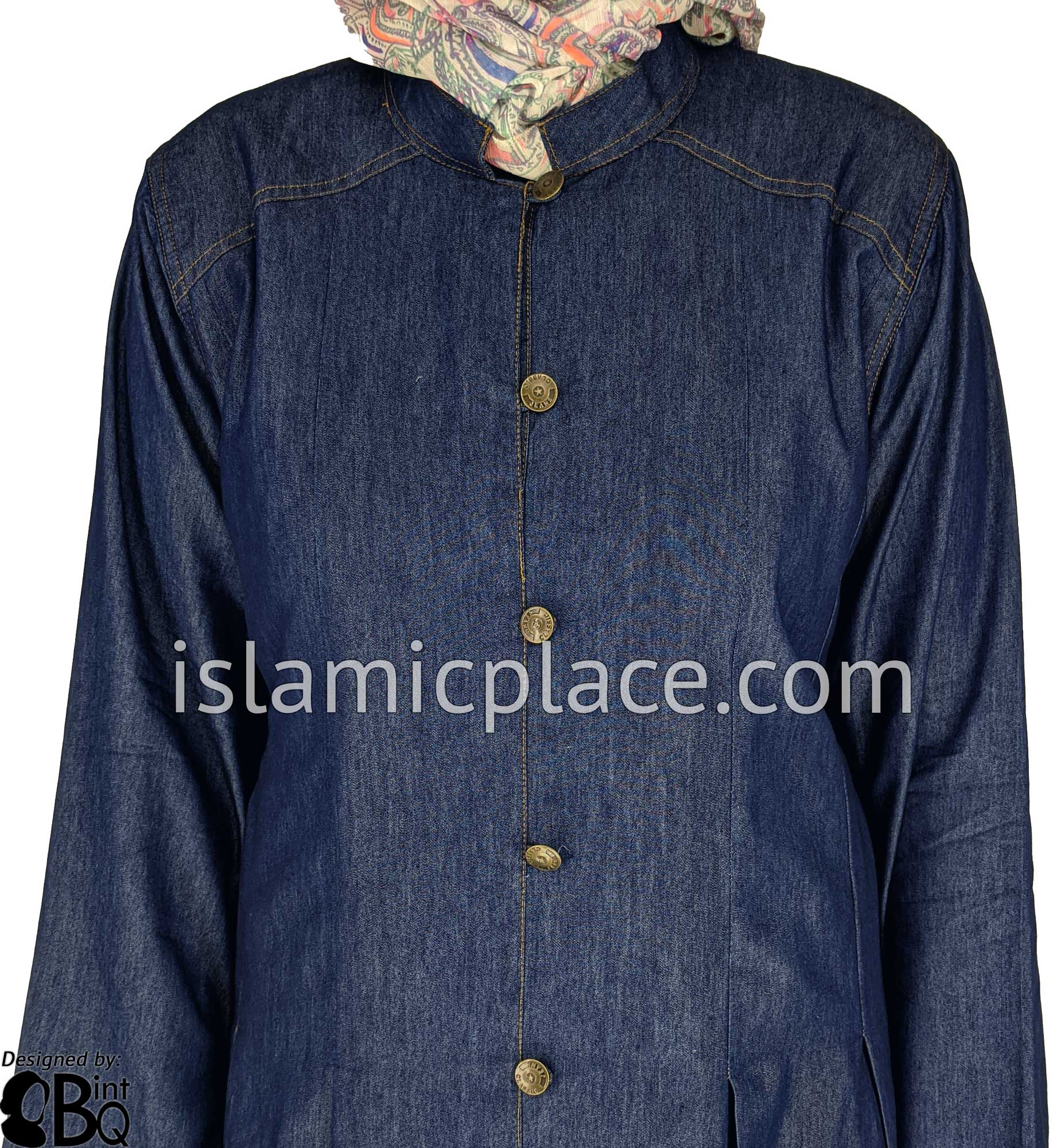 Blue Denim - Nasirah Line of Buttons Style Abaya by BintQ - BQ282