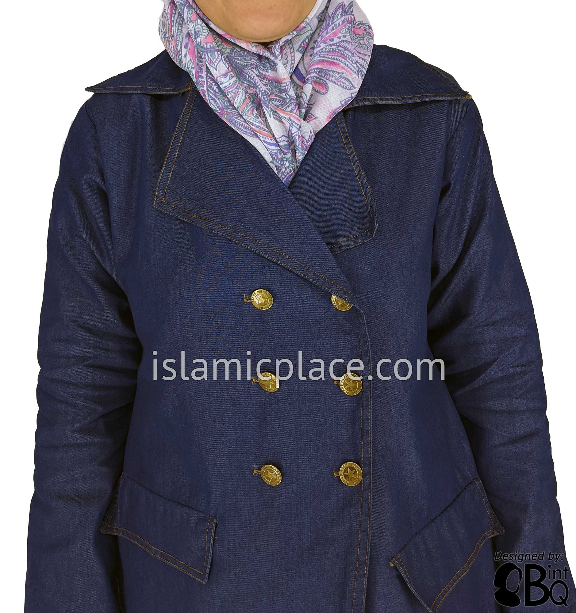 Blue Denim - Qadira Designer Coat by BintQ - BQ151