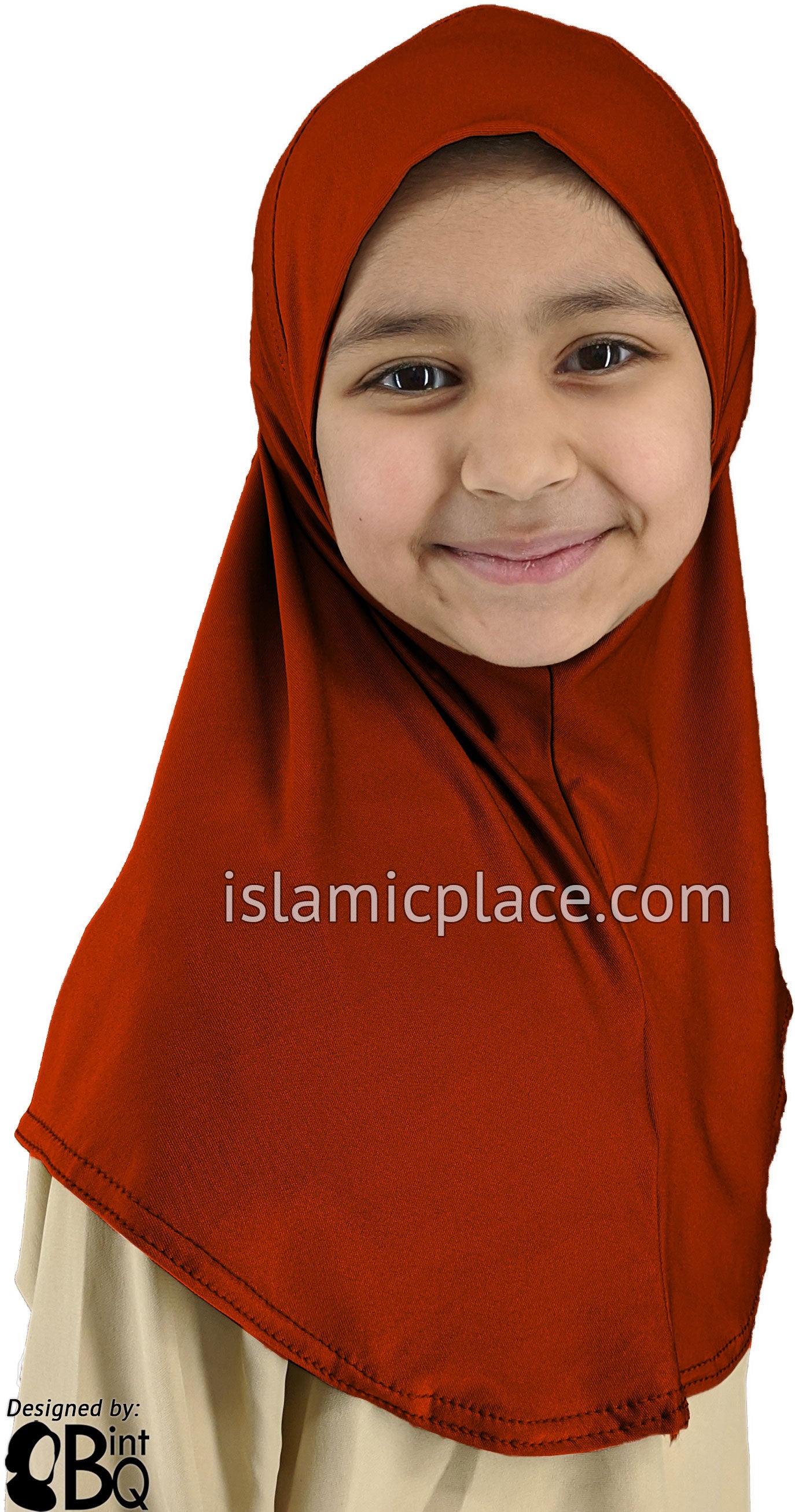 Rust - Luxurious Lycra Hijab Al-Amira - Girl size (1-piece)