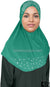 Turquoise - Luxurious Lycra Hijab Al-Amira with Silver Rhinestones Teen to Adult (Large)