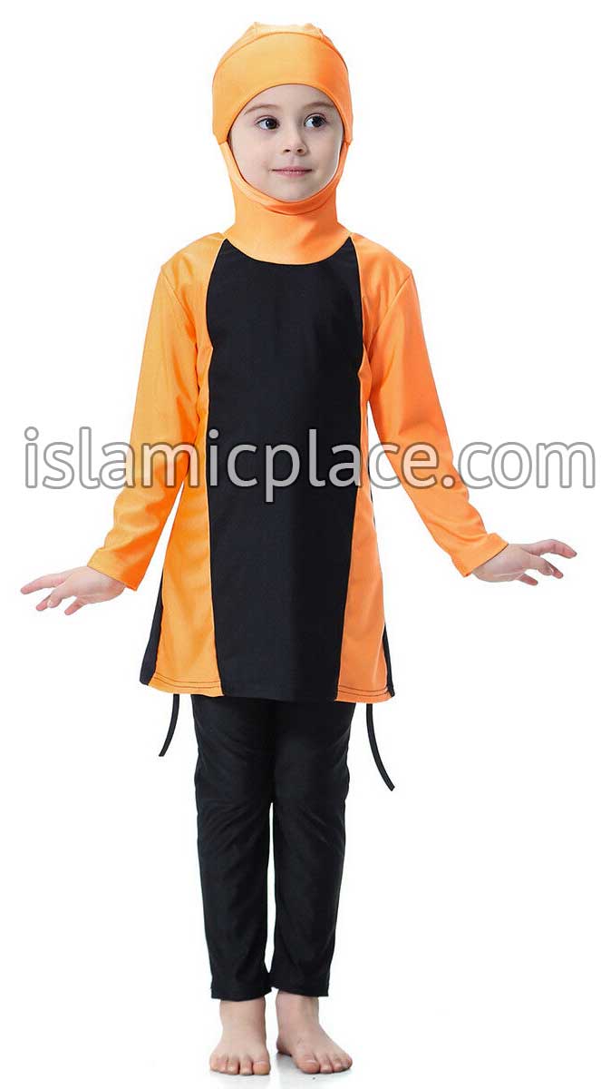 Simple Solid Stripe Child Size Burkini 2 piece Swimwear - FINAL SALE