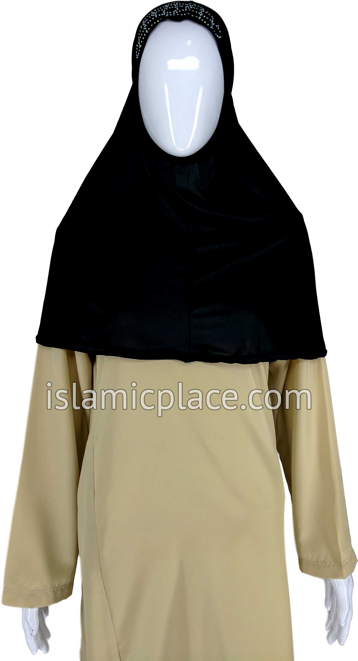 Black - Festive Hijab Al-Amira Teen to Adult (Large) - Design 6