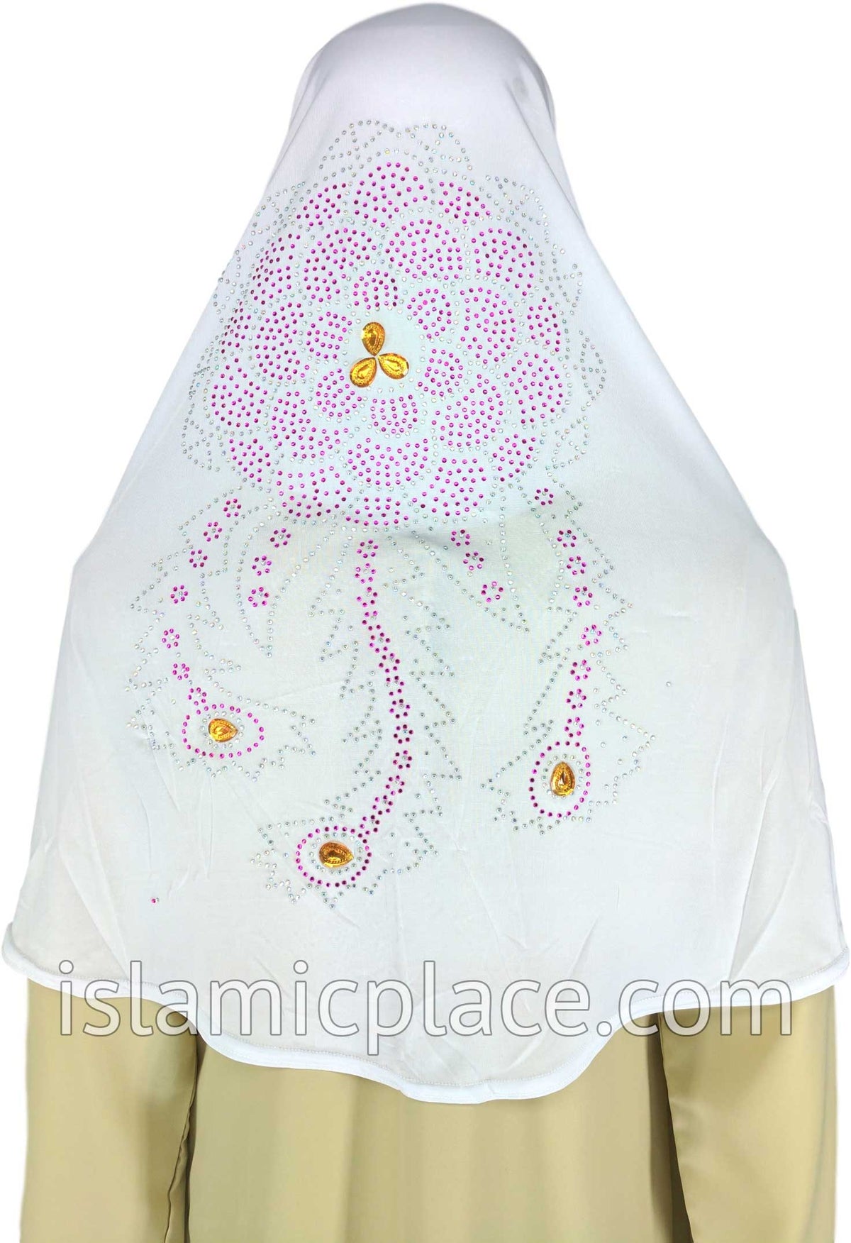 White - Radiant Hijab Al-Amira Teen to Adult (Large) - Design 7