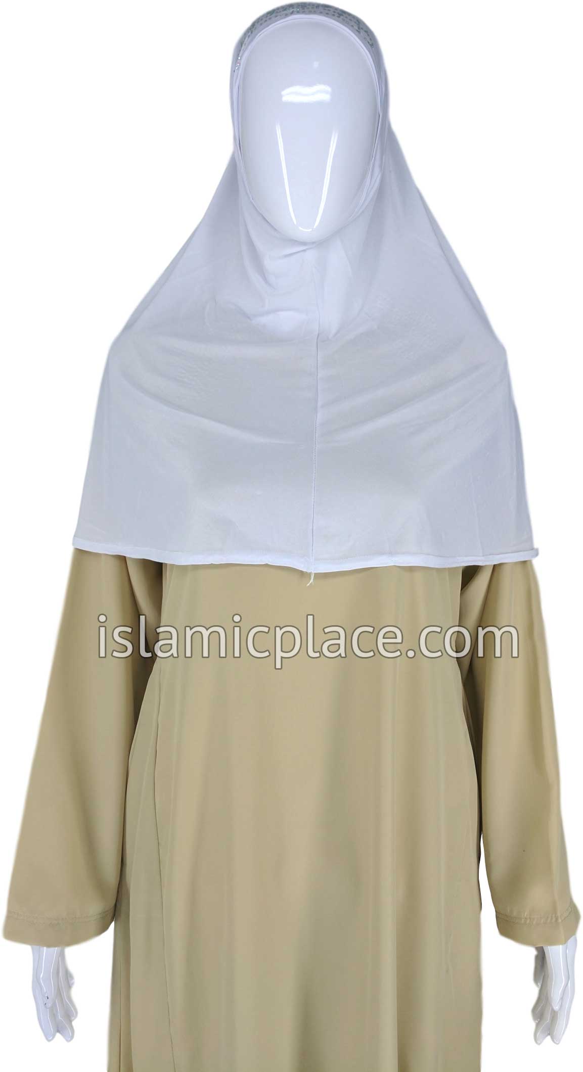 White - Radiant Hijab Al-Amira Teen to Adult (Large) - Design 7