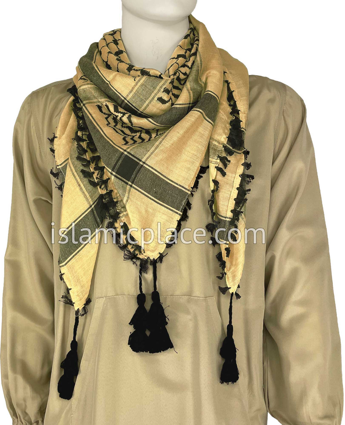 Cappuccino and Black - Traditional Style Men Scarf Kifaya