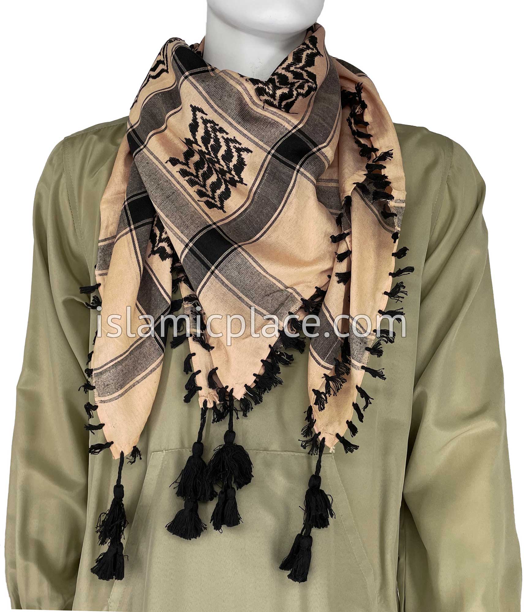 Cappuccino and Black - Traditional Style Men Scarf Kifaya