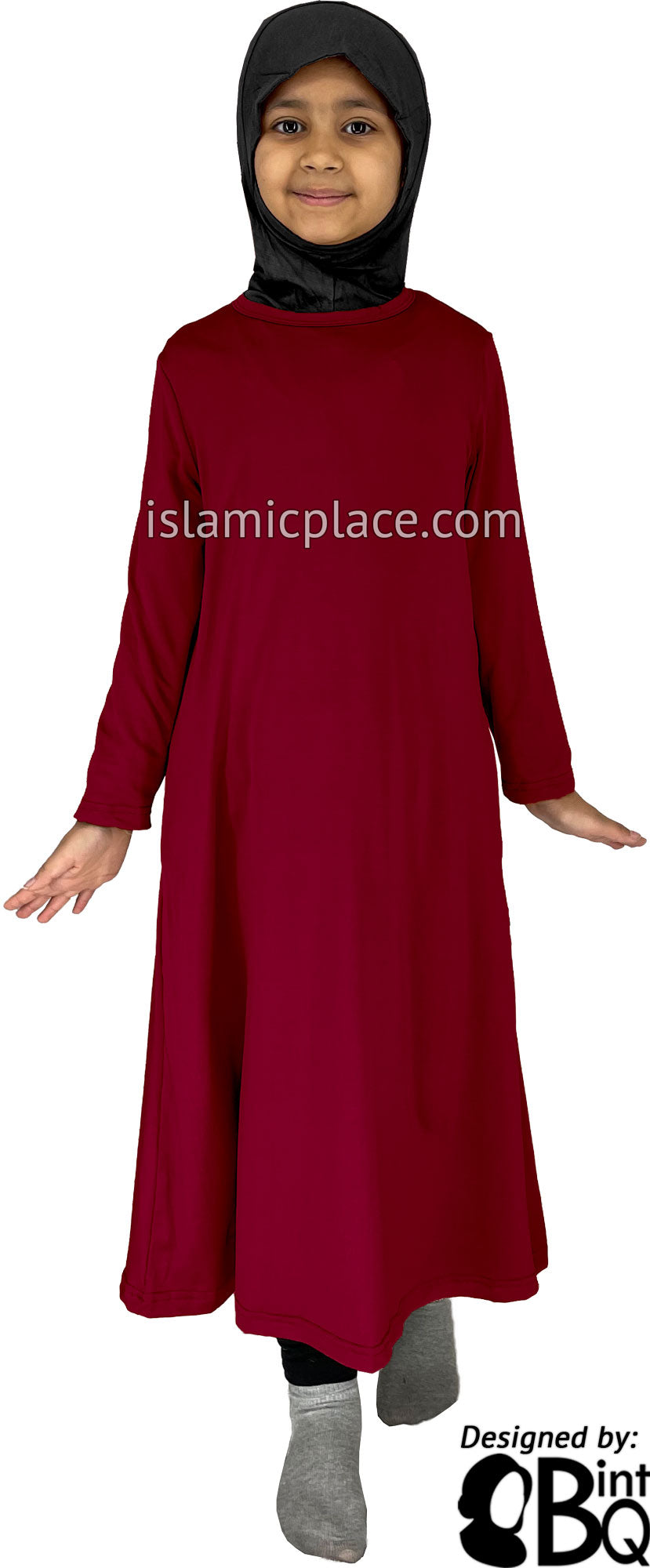 Light Burgundy - Girl’s Salima Simply Elegant Basic Abaya by BintQ