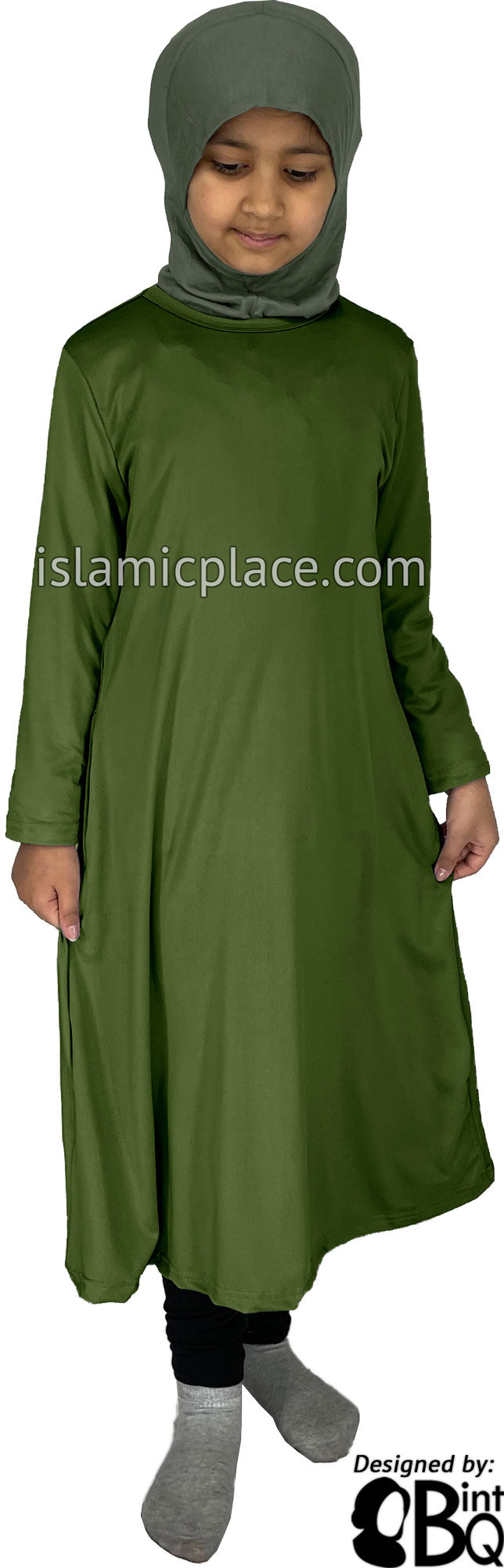 Fresh Olive - Girl’s Salima Simply Elegant Basic Abaya by BintQ