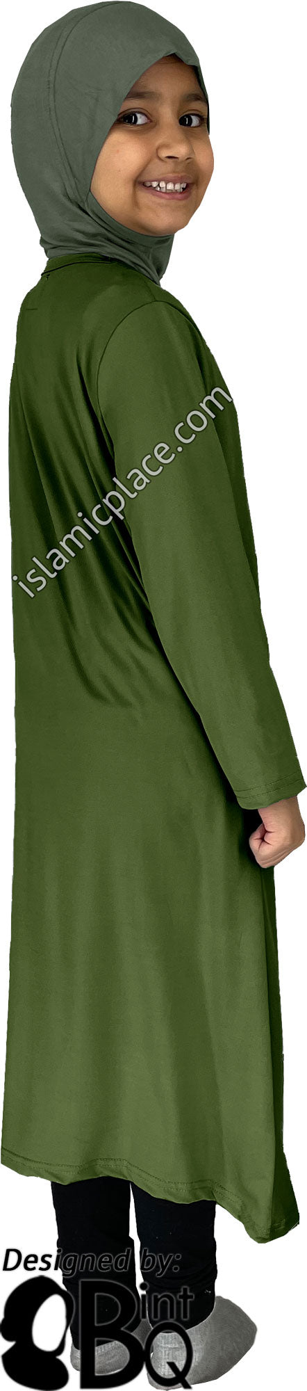 Fresh Olive - Girl’s Salima Simply Elegant Basic Abaya by BintQ