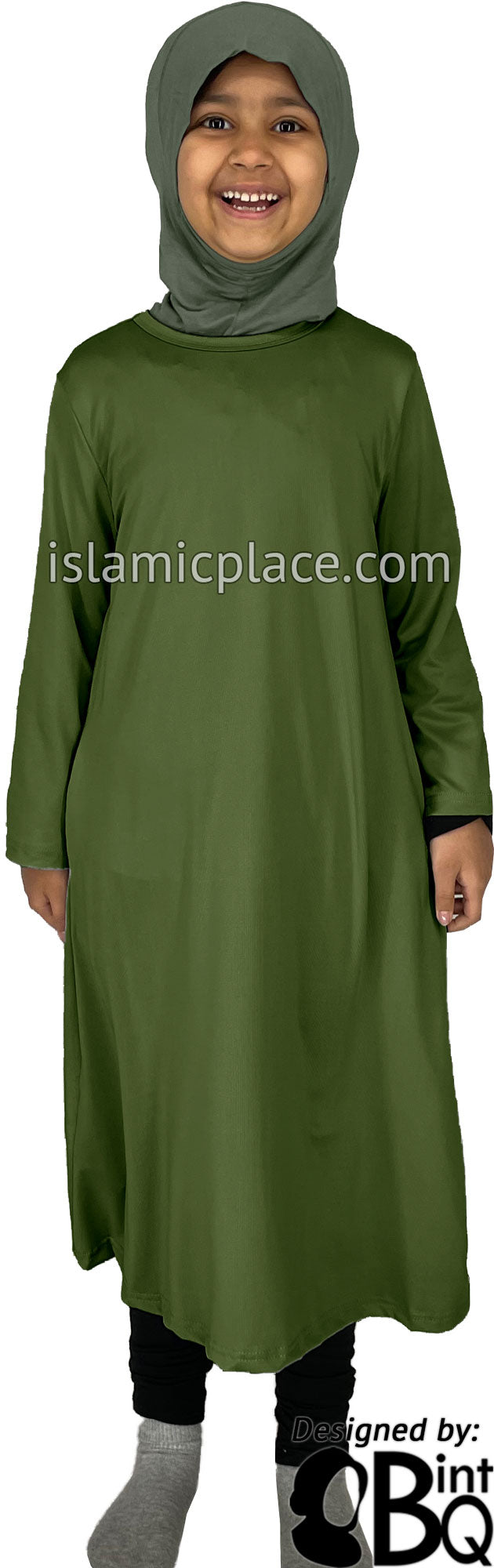 Fresh Olive - Girl’s Salima Simply Elegant Basic Abaya by BintQ