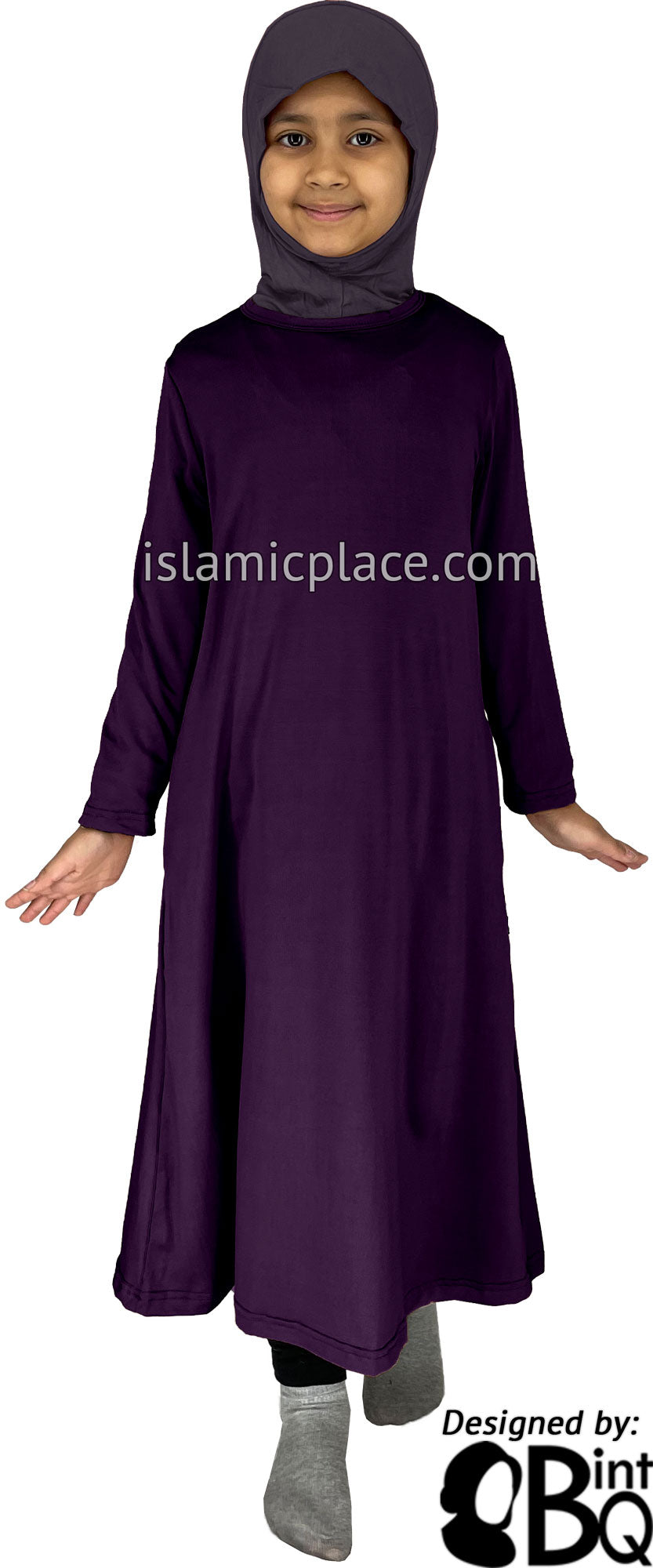 Plum - Girl’s Salima Simply Elegant Basic Abaya by BintQ