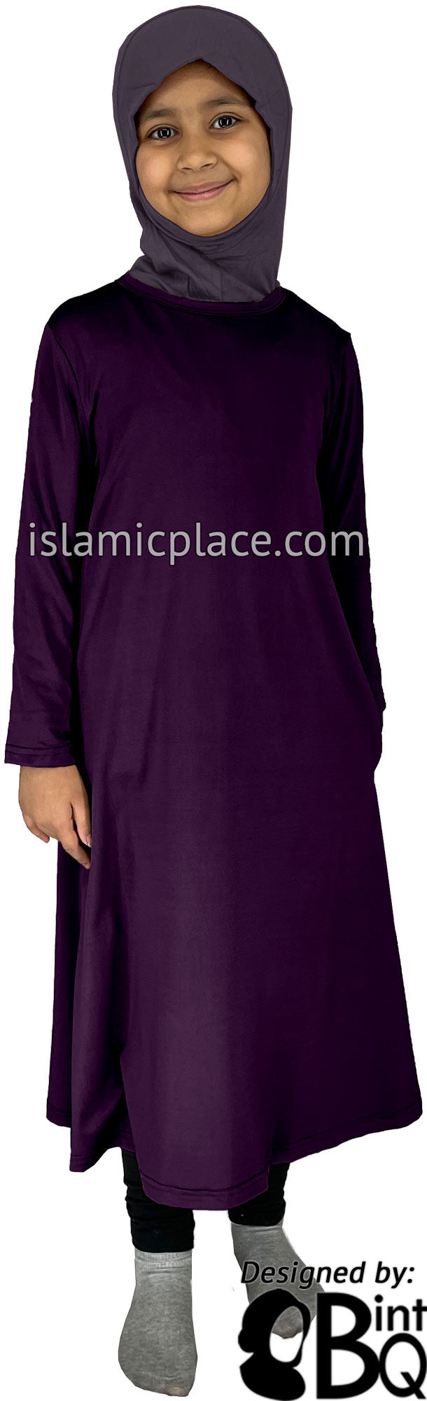 Plum - Girl’s Salima Simply Elegant Basic Abaya by BintQ