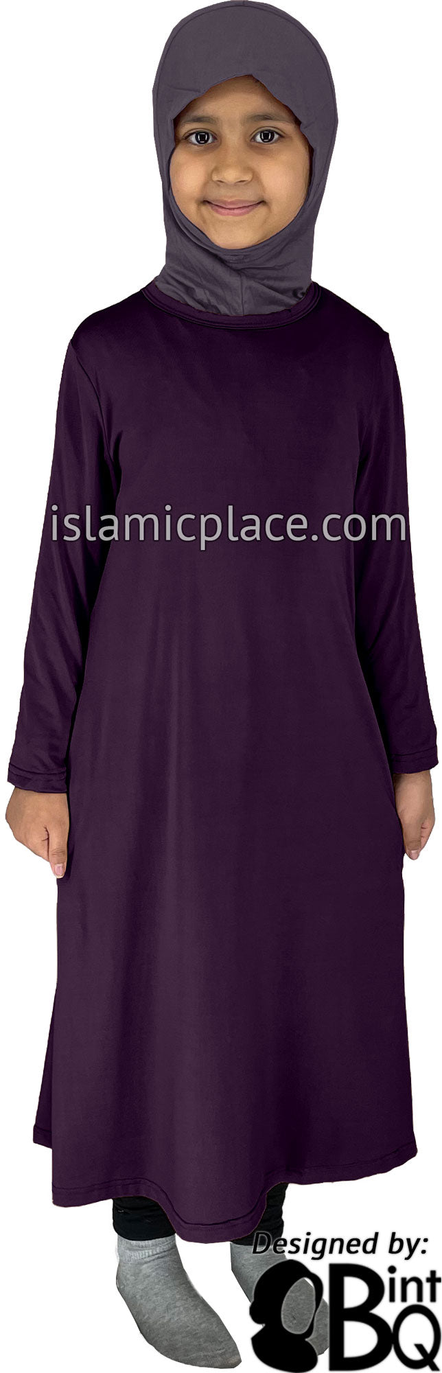 Plum - Girl’s Salima Simply Elegant Basic Abaya by BintQ