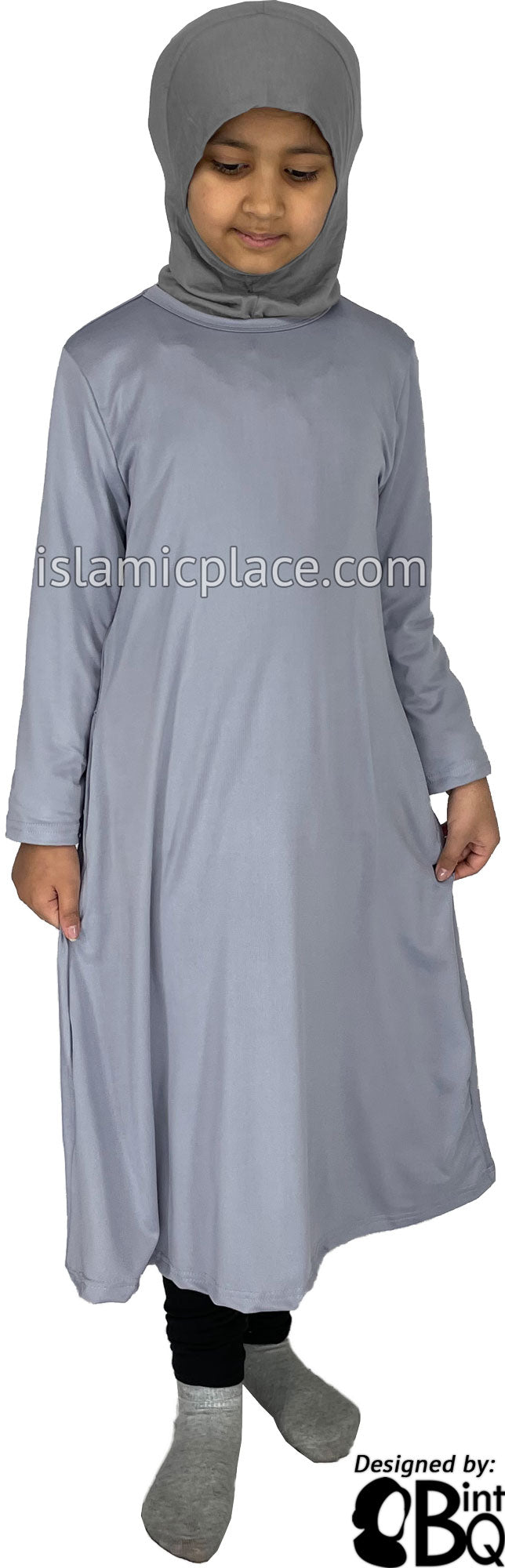 Slate Gray - Girl’s Salima Simply Elegant Basic Abaya by BintQ