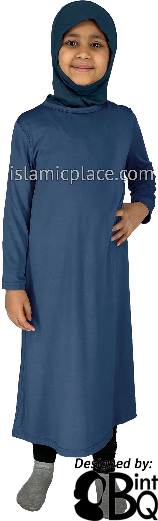 Denim Blue - Girl’s Salima Simply Elegant Basic Abaya by BintQ