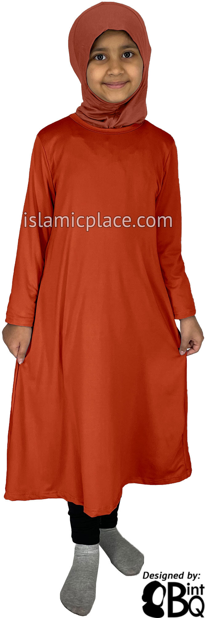 Rust - Girl’s Salima Simply Elegant Basic Abaya by BintQ