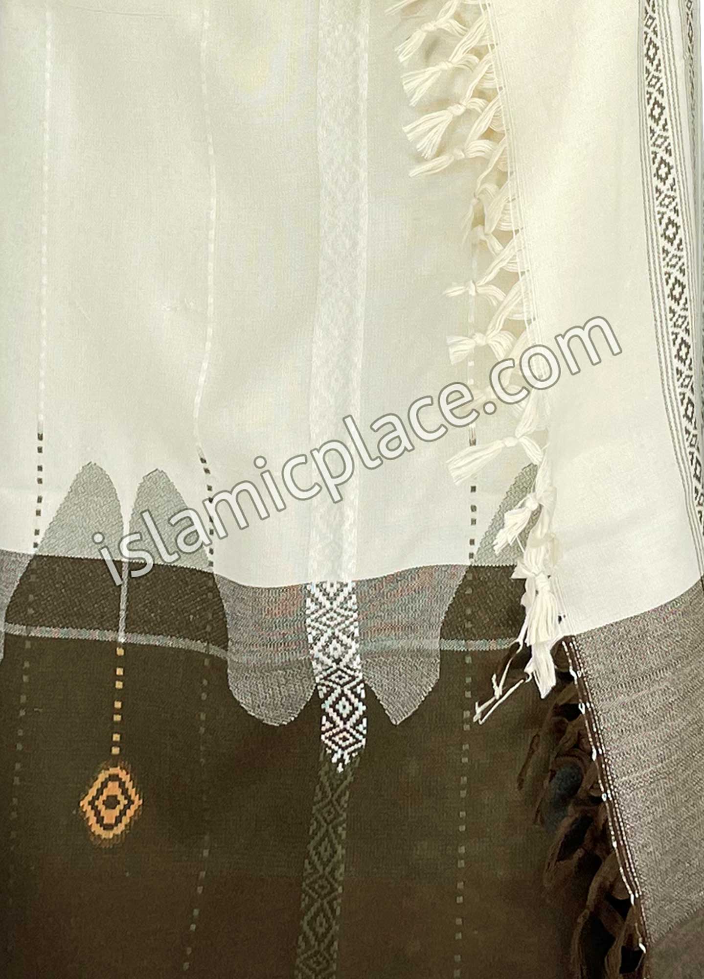 Light Tan and Brown - Wahaab Design Men Yemeni Lungi Izzar