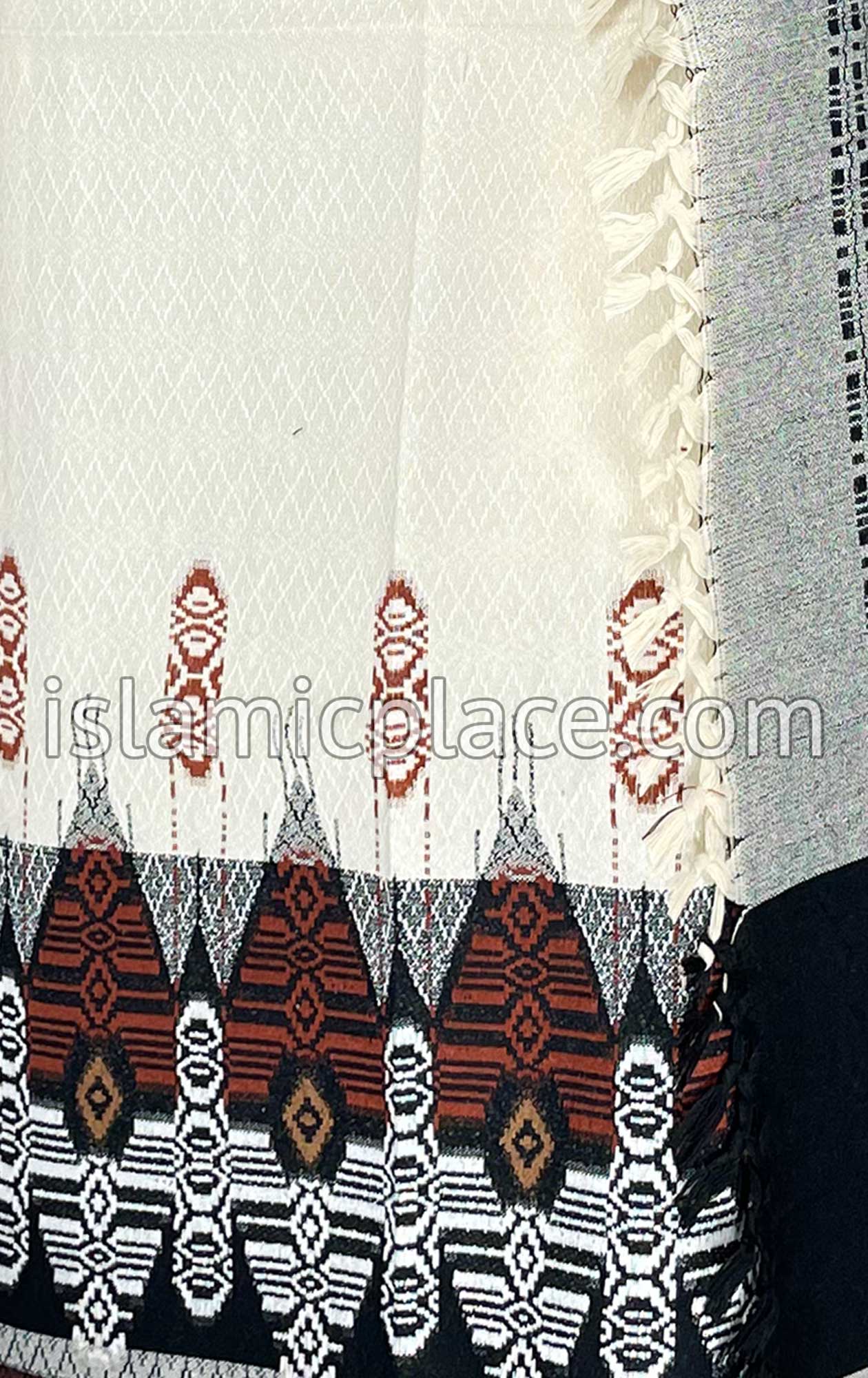 Cream with Black and Red - Musa Design Men Yemeni Lungi Izzar