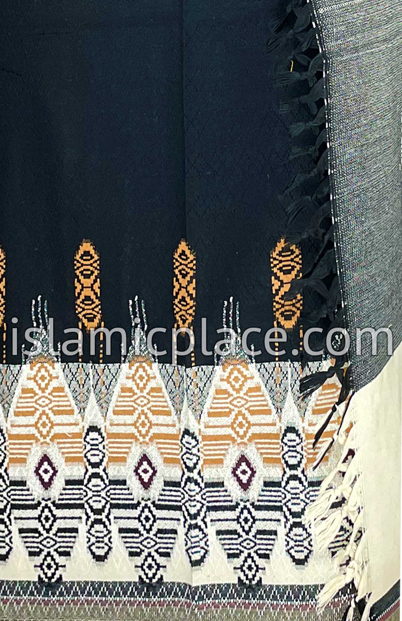 Cream and Black - Musa Design Men Yemeni Lungi Izzar