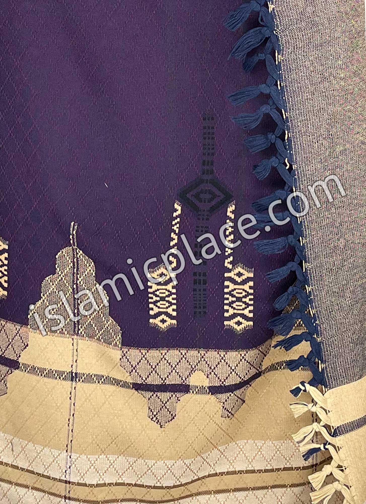 Almond with Purple and Navy Blue - Mujahid Design Men Yemeni Lungi Izzar