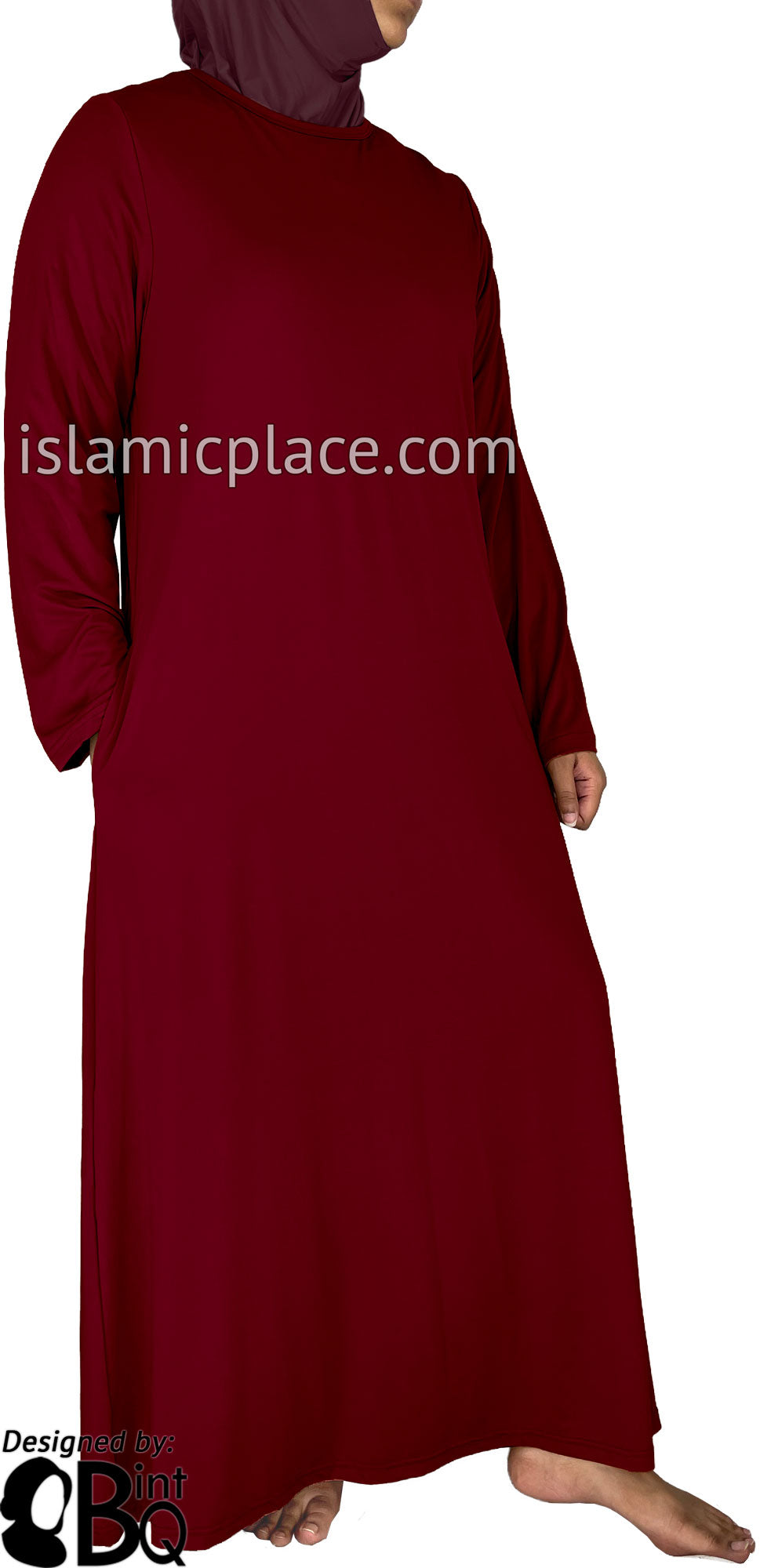 Light Burgundy - Salima Simply Elegant Basic Abaya by BintQ