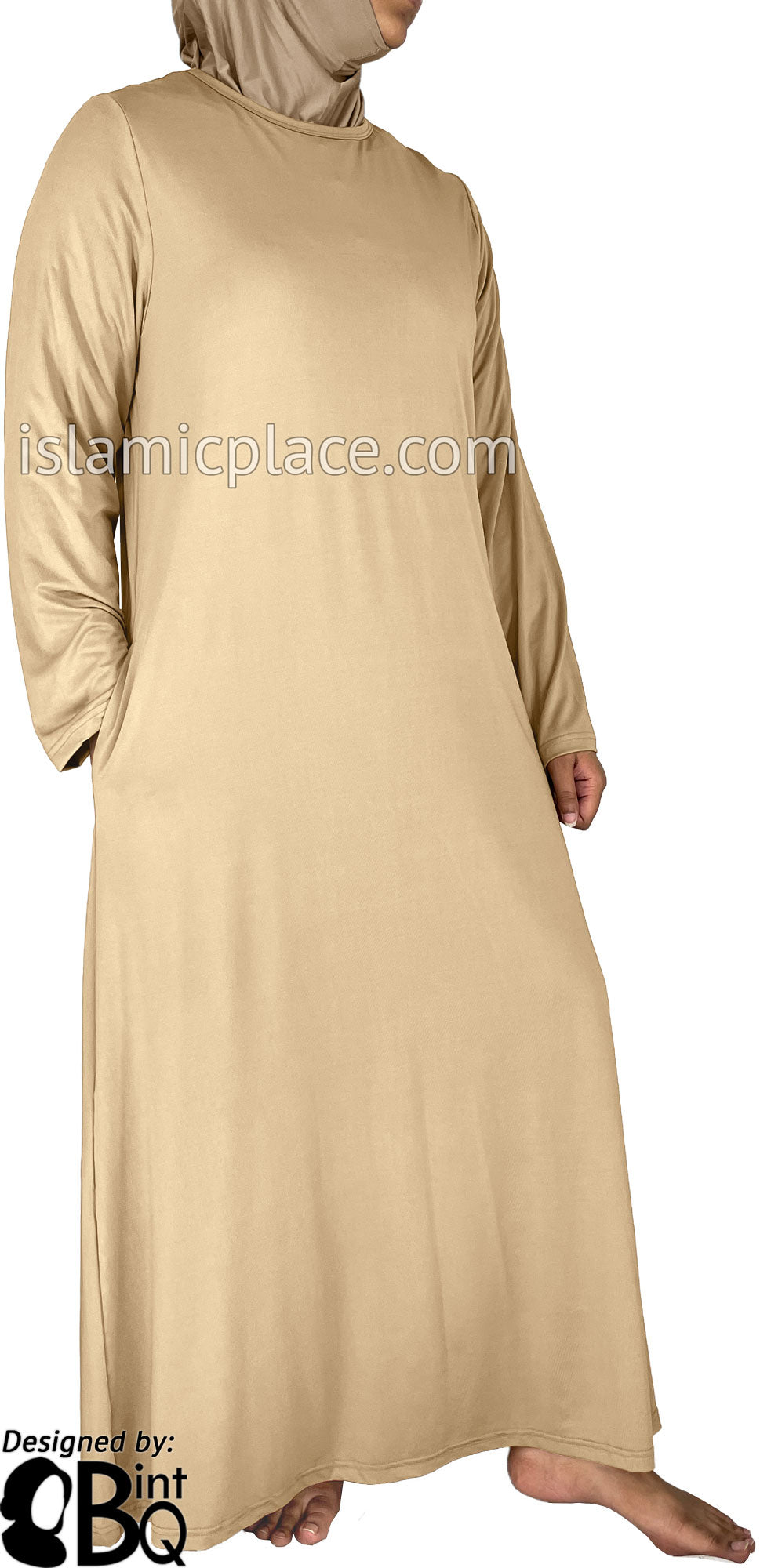 Beige - Salima Simply Elegant Basic Abaya by BintQ