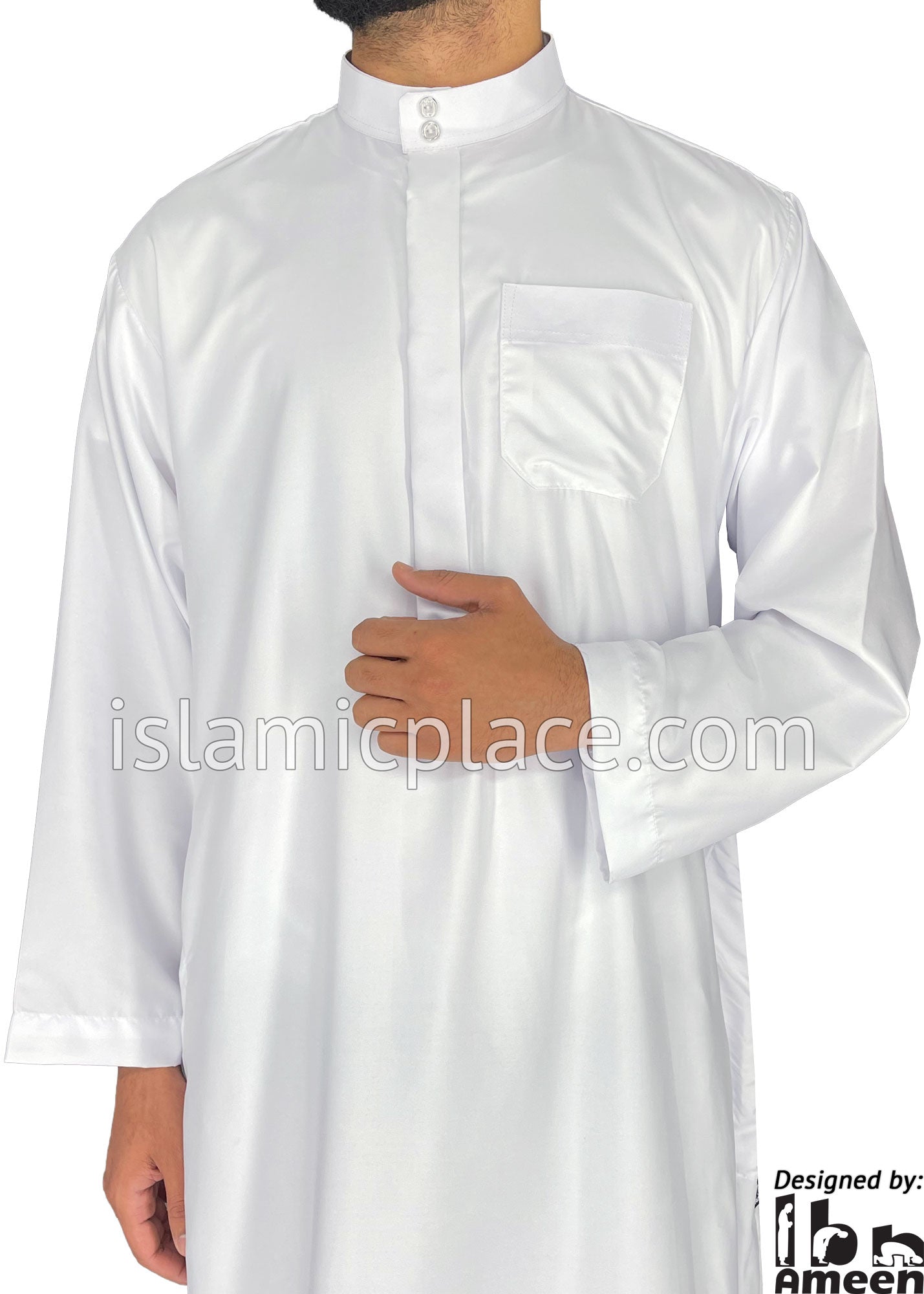 White - Aziz Style Men Saudi Thob by Ibn Ameen