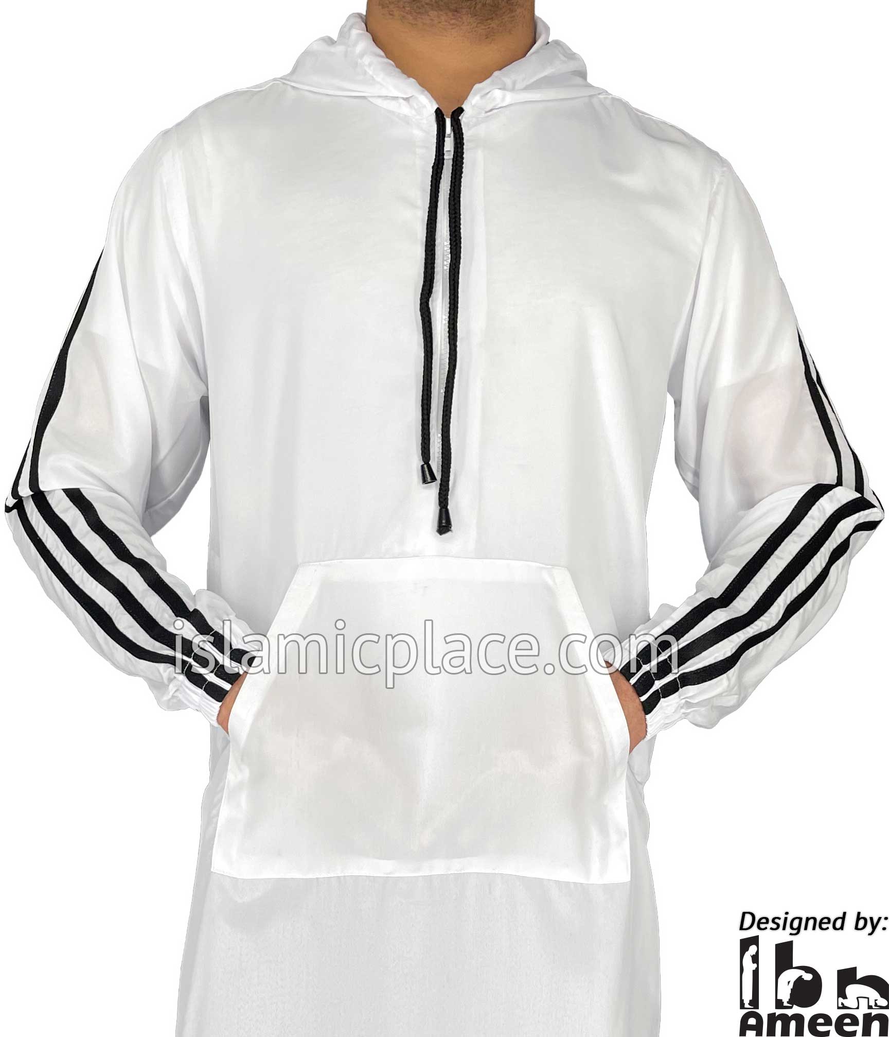 White - Adil Boy's Hoodie Thob by Ibn Ameen - IA14