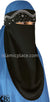 Silver Stones on Black Niqab - Floral Wave Design 9