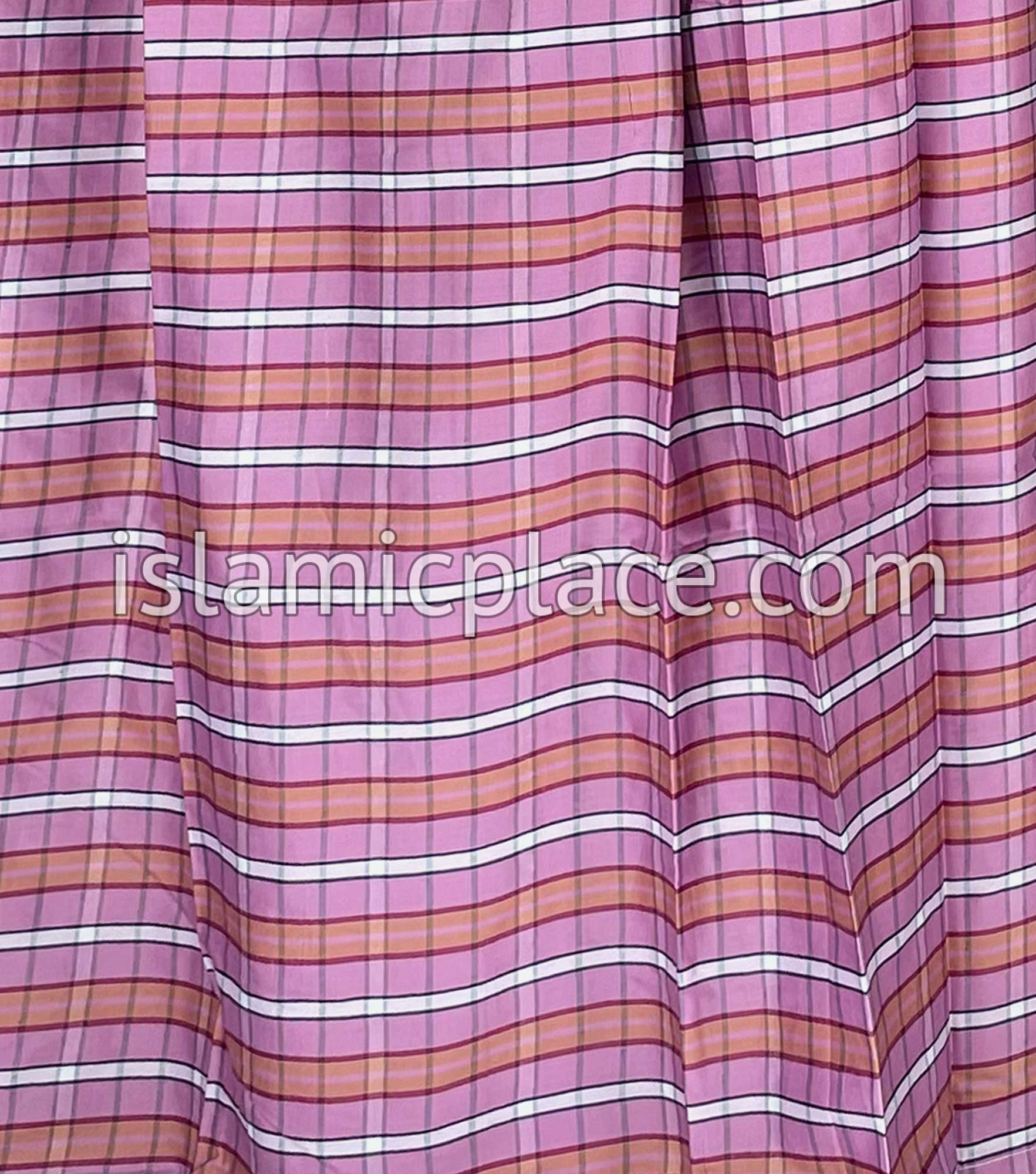 Raspberry Pink, Coral, White and Black - Plaid Design Men Lungi Izar