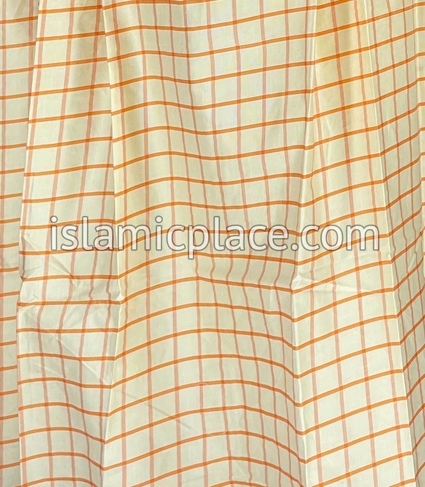 Cream and Orange - Plaid Design Men Lungi Izar