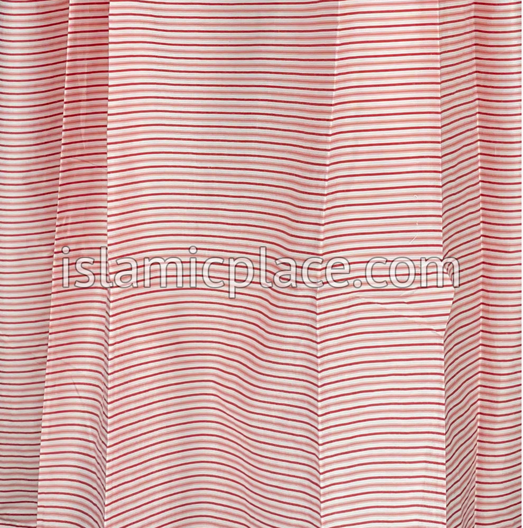 Cherry Red and White - Stripes Design Men Lungi Izar