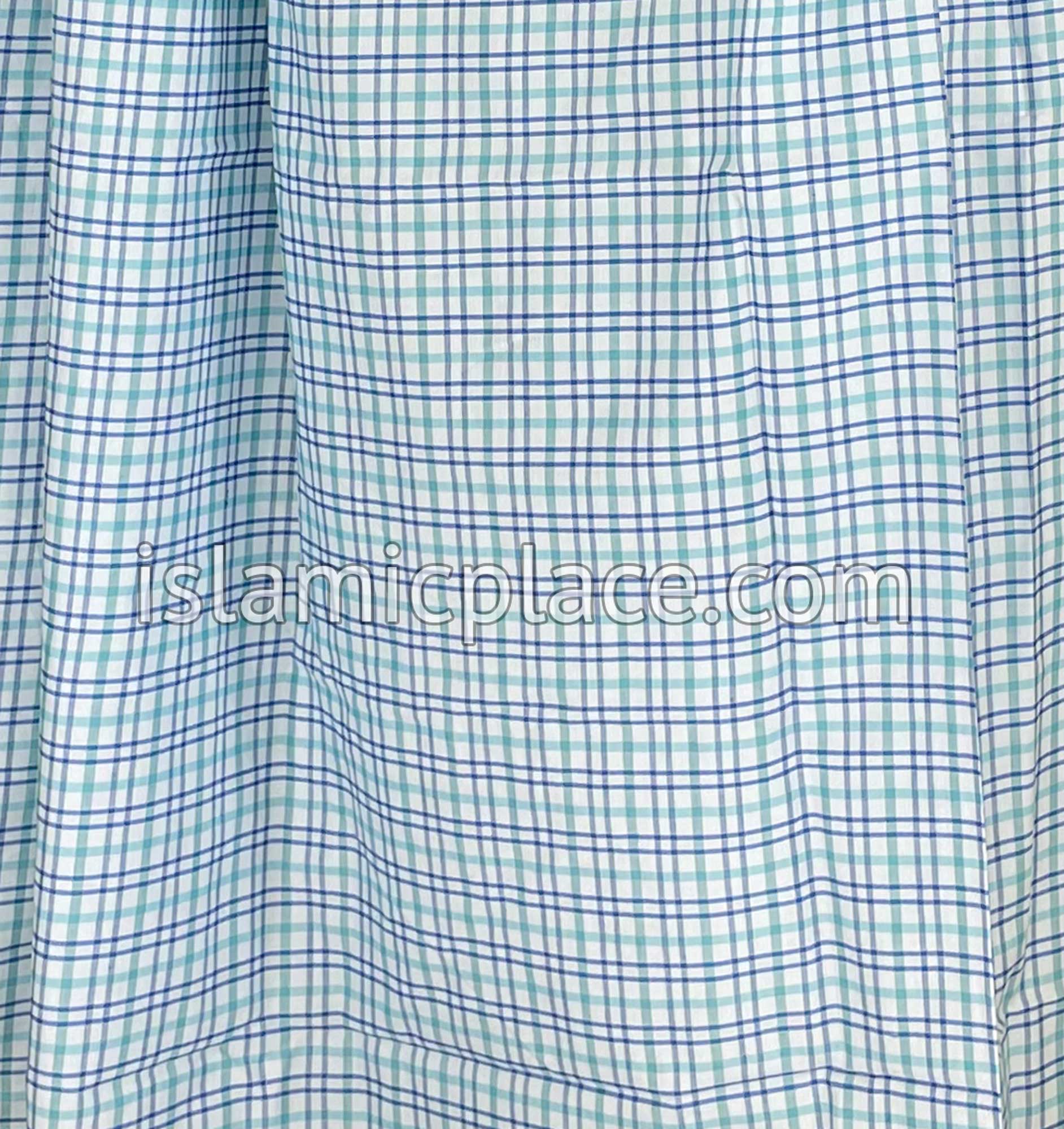 White, Teal and Royal Blue - Plaid Design Men Lungi Izar