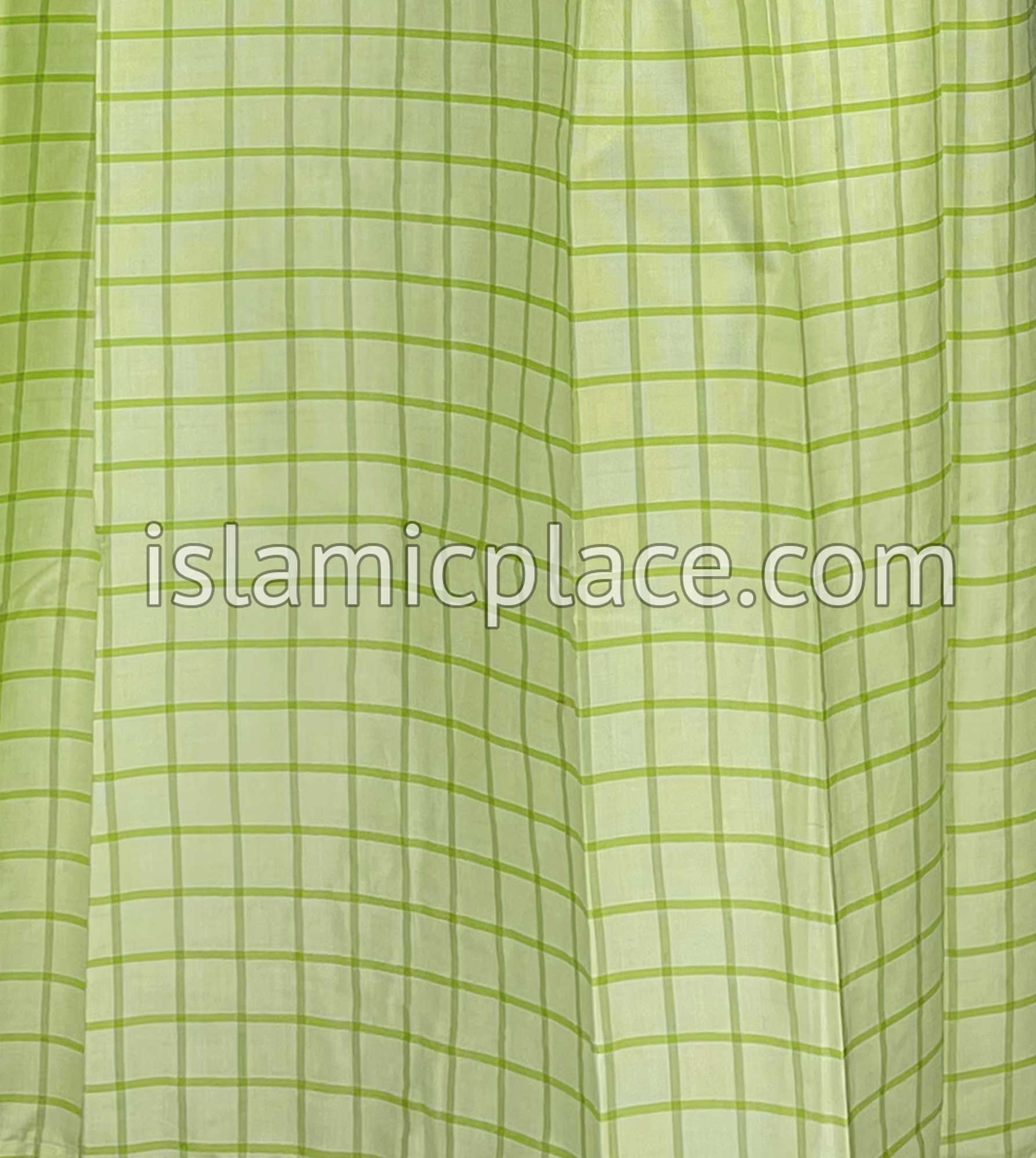 Light Olive Green and Lime Green - Square Grid Design Men Lungi Izar