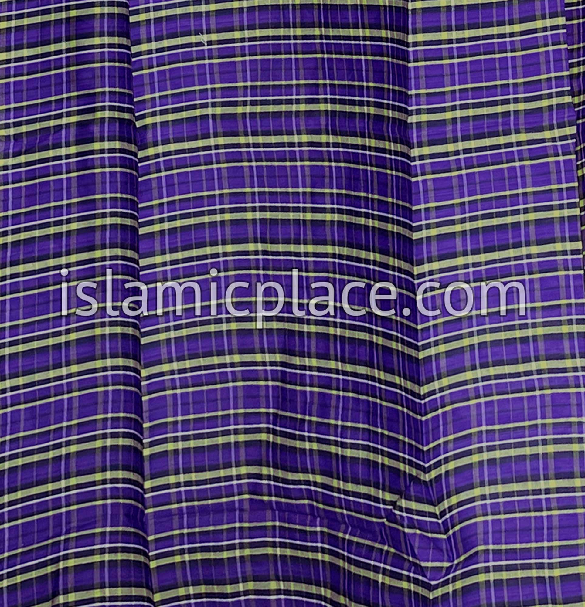 Purple, Lime Green and Black - Plaid Design Men Lungi Izar