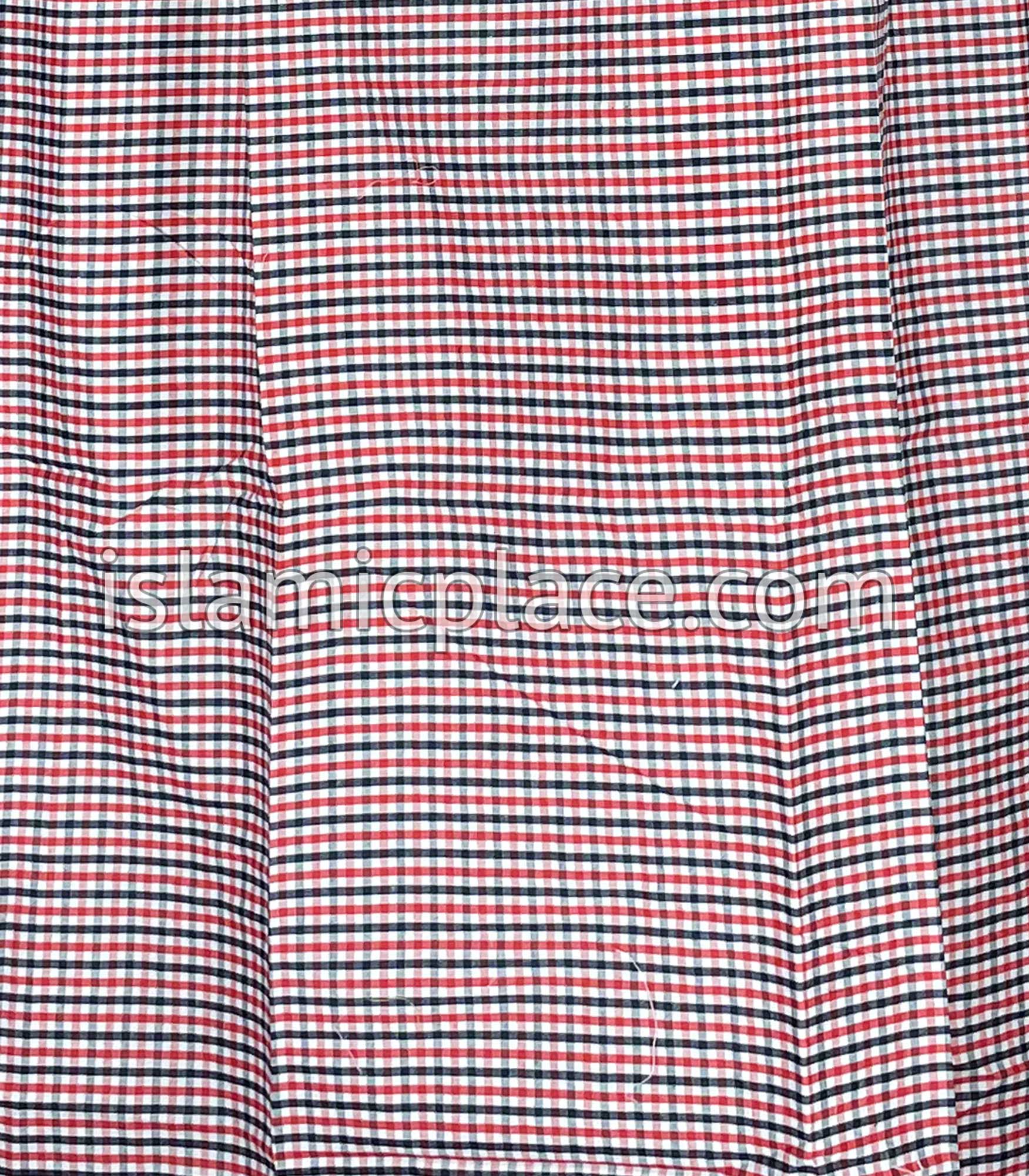 Red, White and Black - Tiny Plaid Design Men Lungi Izar