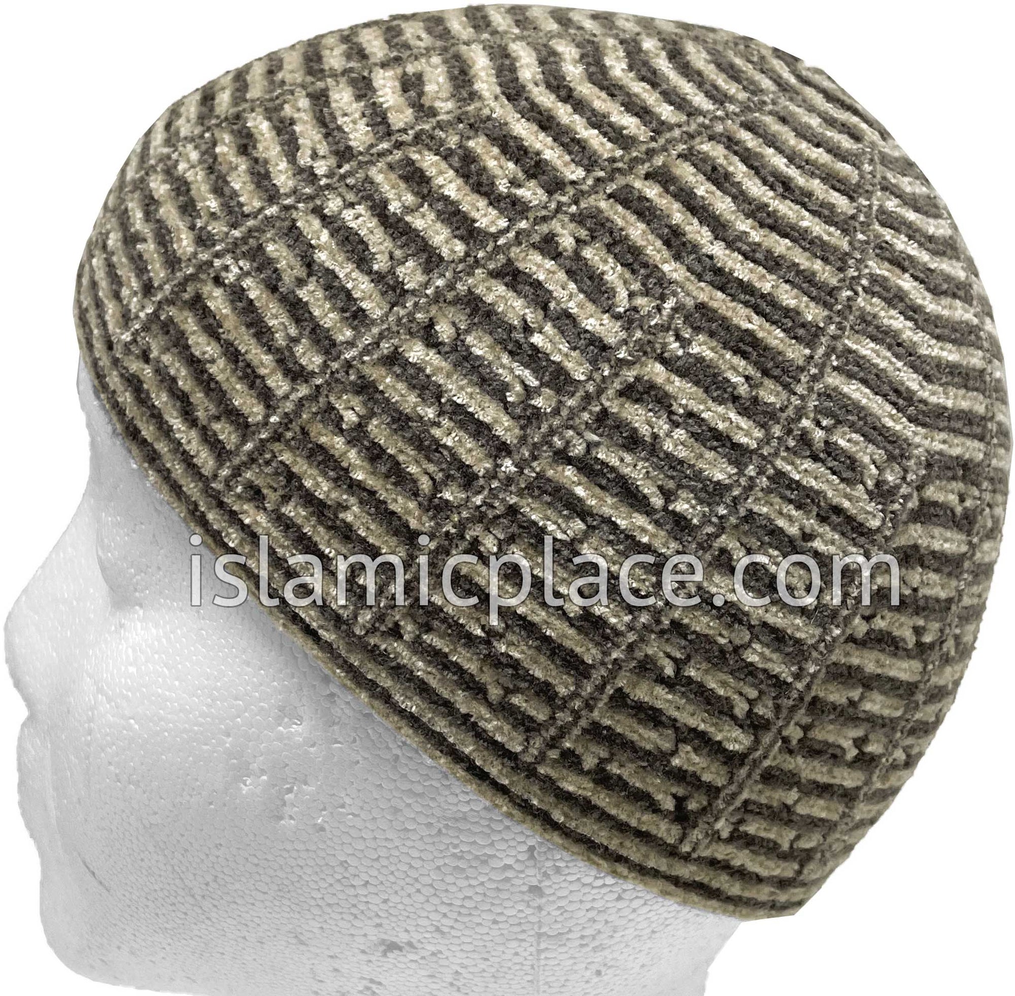 Khaki and Brown - Warm Chenille Knitted Rahim Designer Kufi