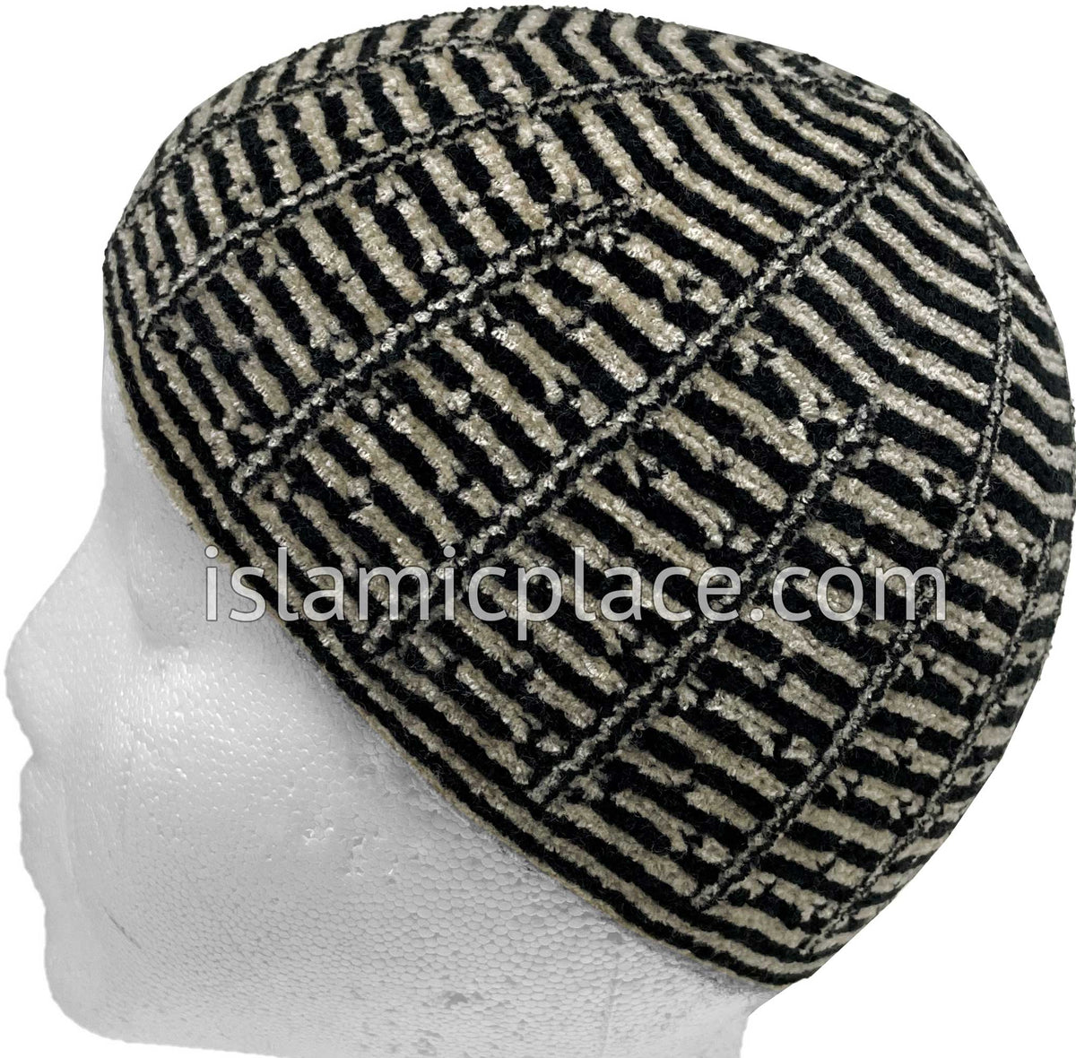 Black and Khaki - Warm Chenille Knitted Rahim Designer Kufi