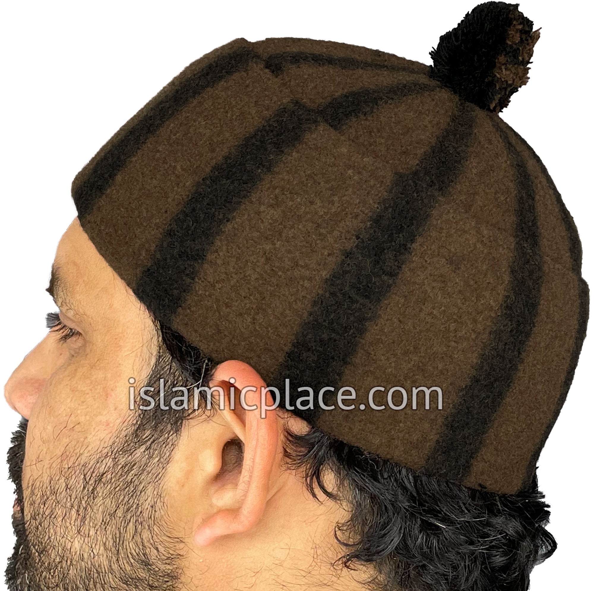 Brown and Black - Winter Wool Ayyub Style Kufi