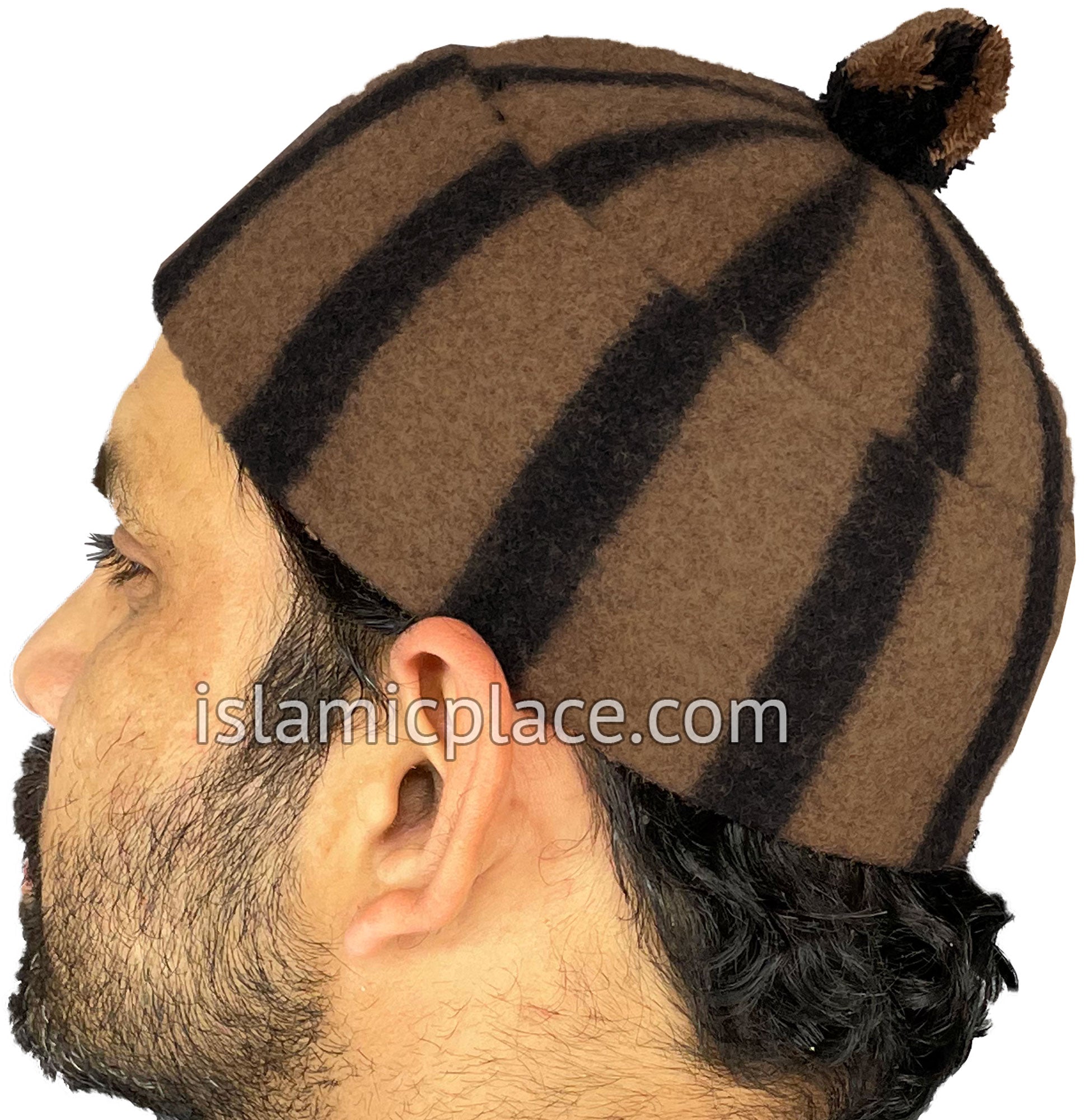 Pecan and Black - Winter Wool Ayyub Style Kufi