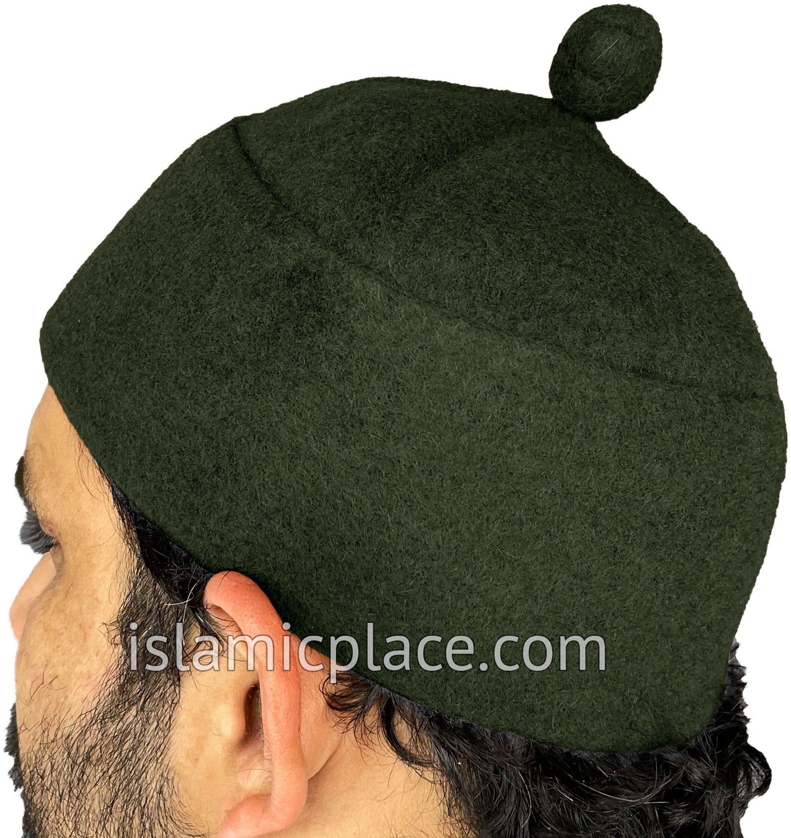 Solid Olive Green - Winter Wool Ayyub Style Kufi