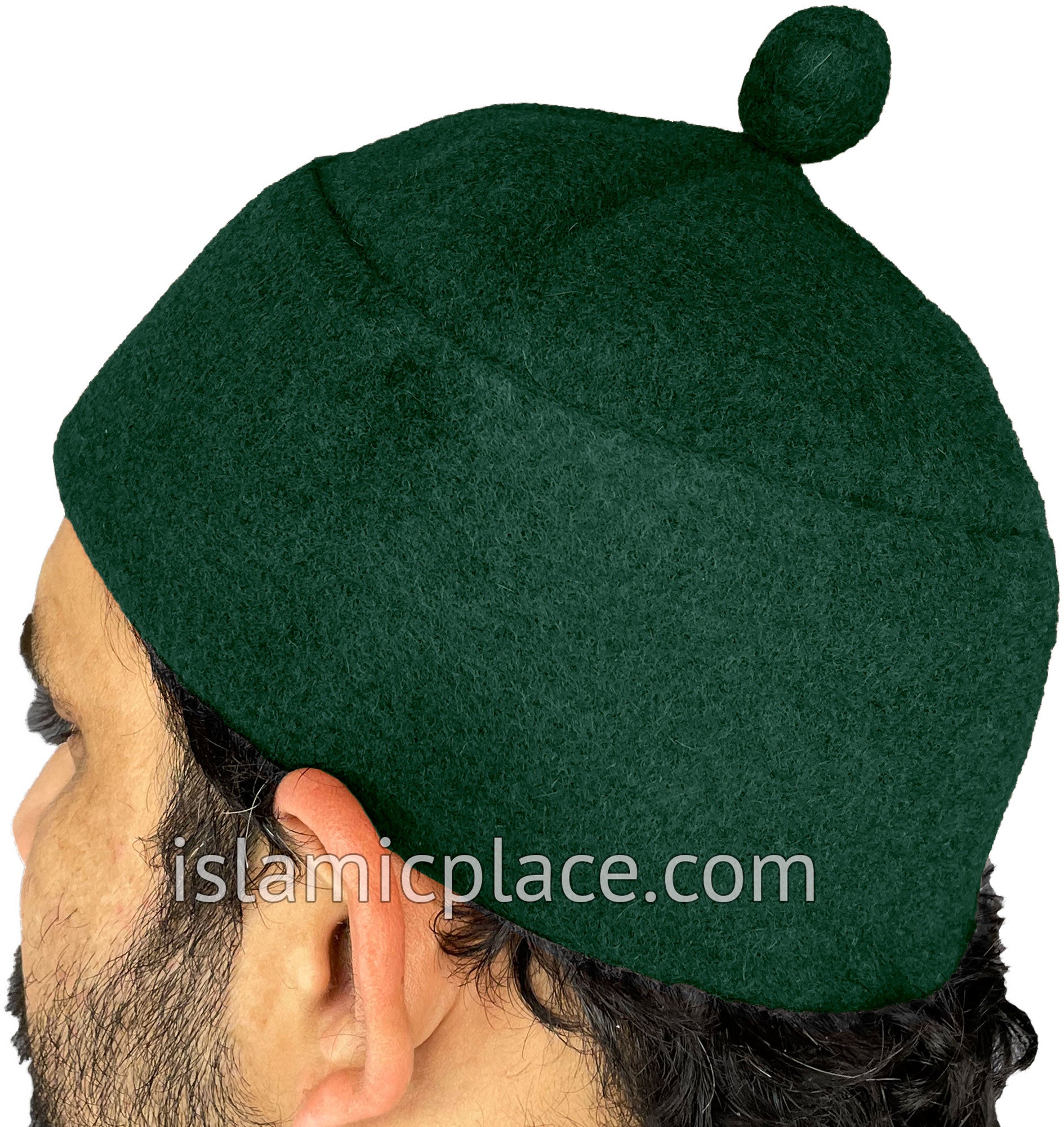 Solid Hunter Green - Winter Wool Ayyub Style Kufi